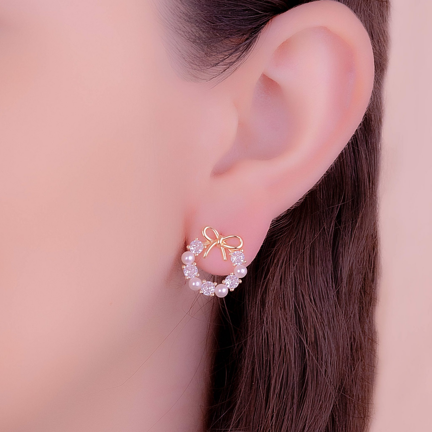 Aretes Perlas Moños